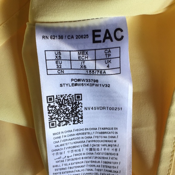 Guess Ruffle Chiffon Mini Dress Yellow, NWOT - Picture 4 of 7